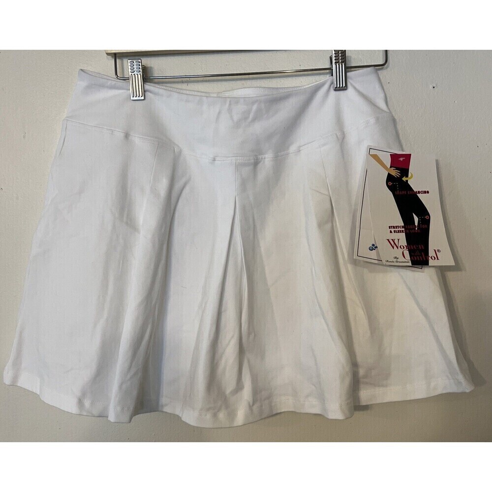 New Wicked by Women with Control Cotton Jersey Pleated White Skort  MP NWT‎ - Picture 2 of 6